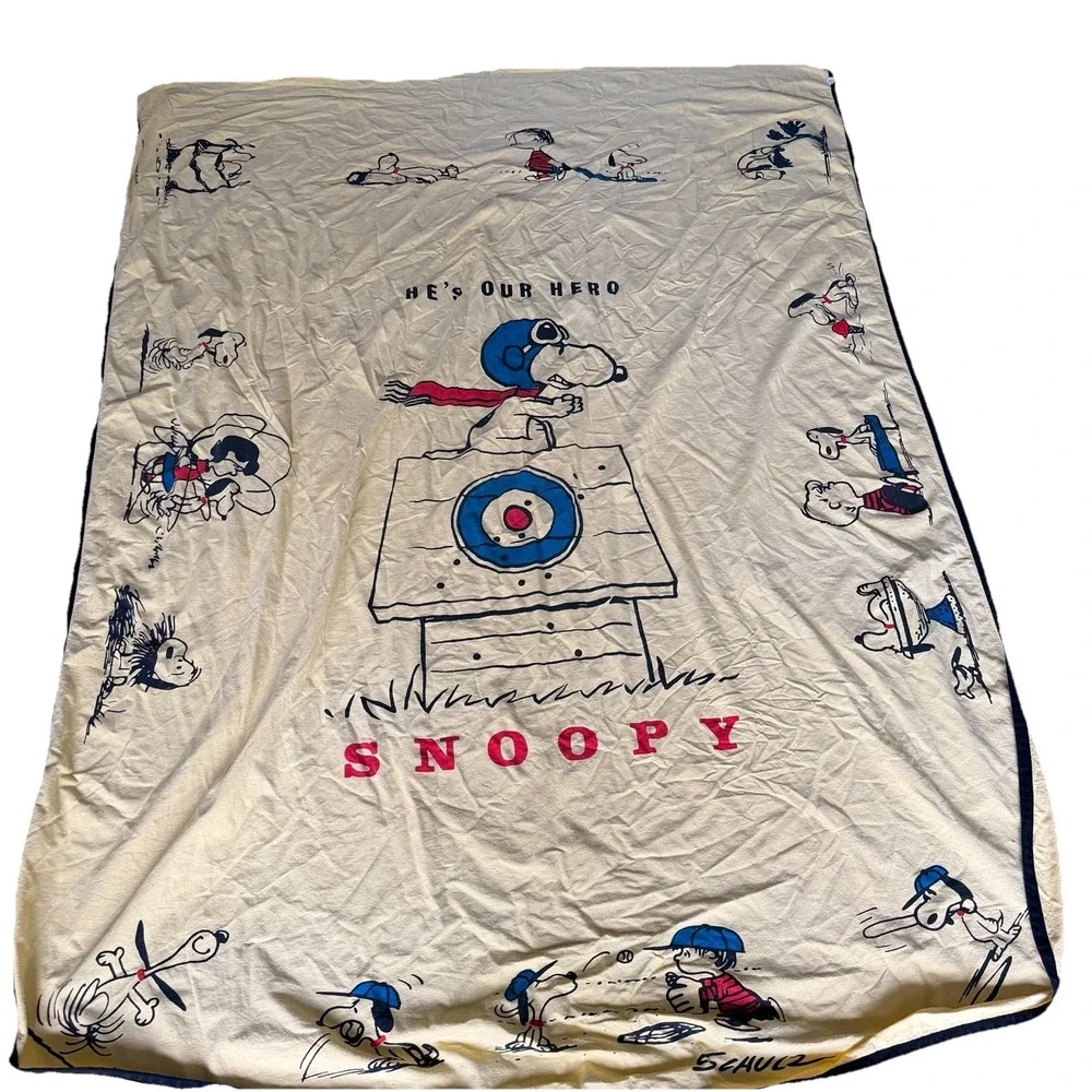 Vintage Snoopy Blanket Bedspread‎ Coverlet 1968 Red Baron Great Shape Twin